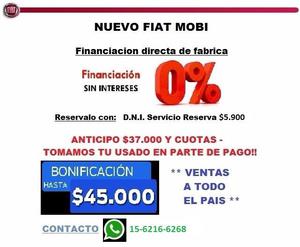 FIAT MOBI,FINANCIADO DE FABRICA,BONIFICACION $
