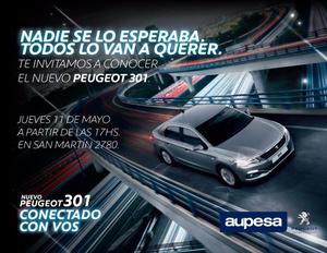 Invitacion Presentación Peugeot 301 AUPESA