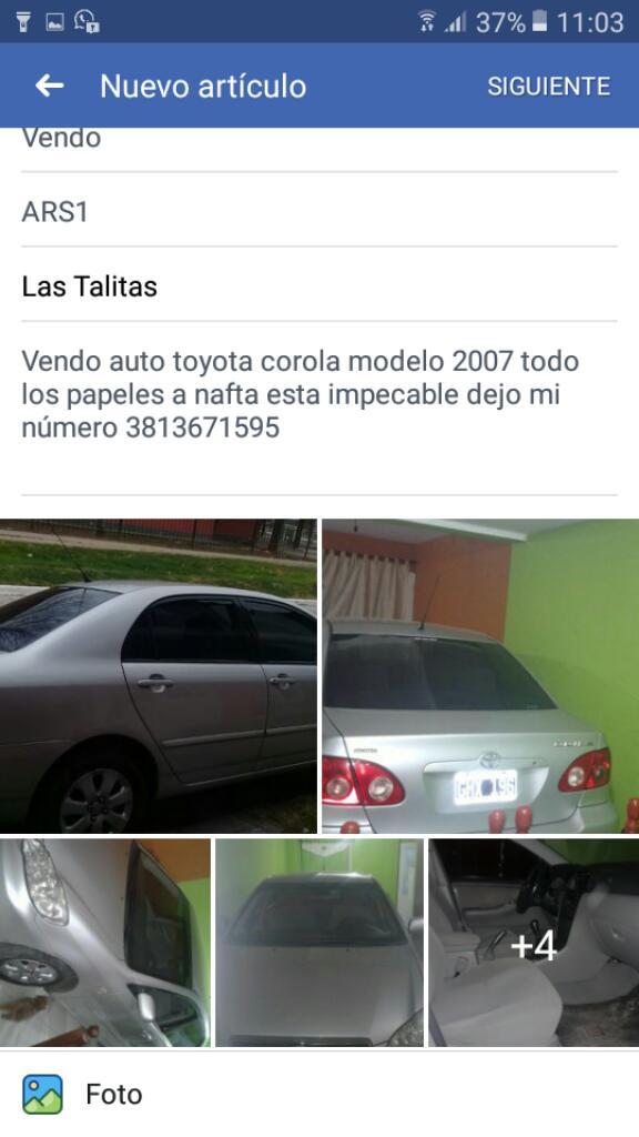 Vendo Auto Toyota Corola
