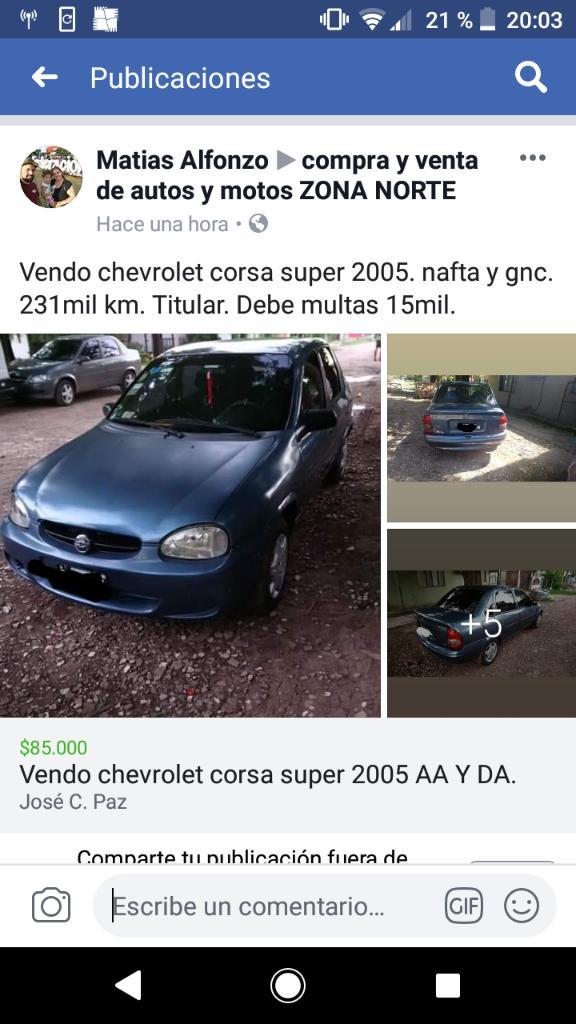Vendo Chevrolet Corsa Super  Aa Y Da