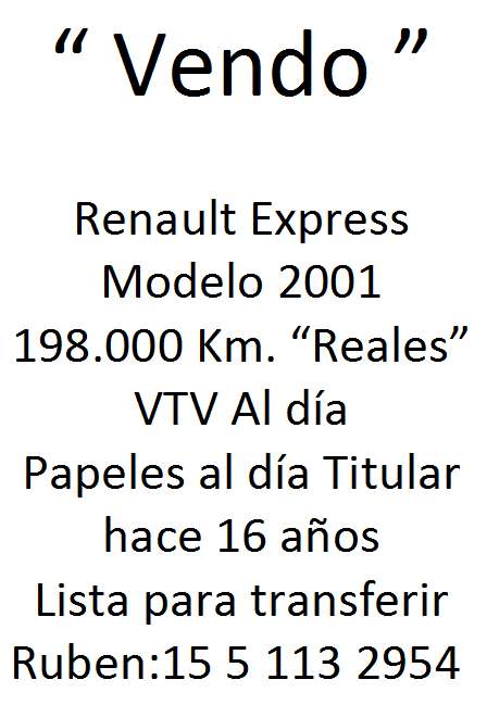 Vendo Renault Express  Muy buena!!!