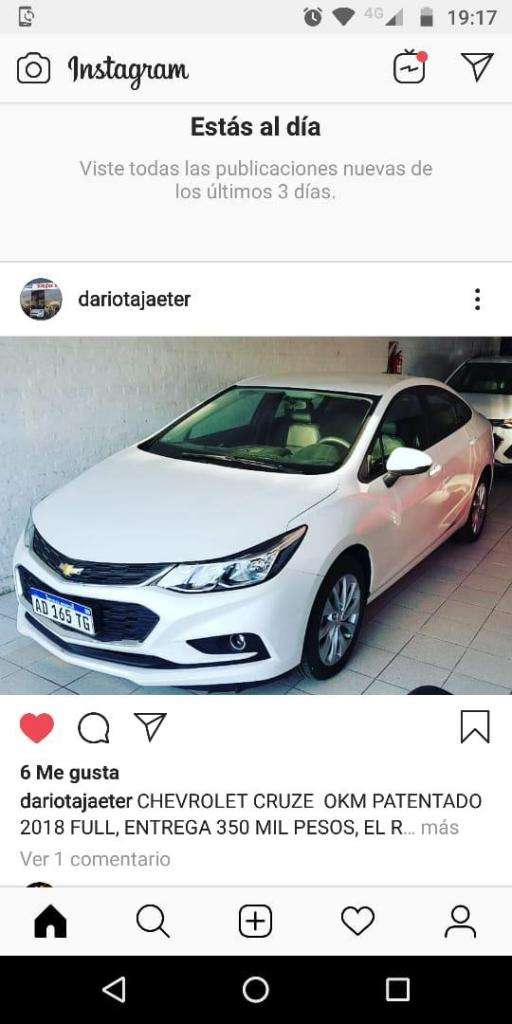 Chevrolet cruze lt  ptas